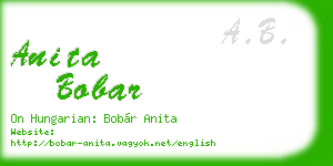 anita bobar business card