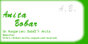 anita bobar business card